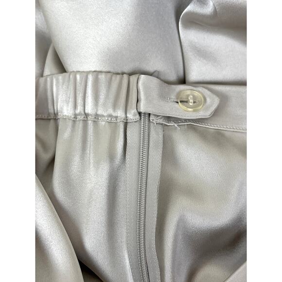St. John Womens 10 Platinum Liquid Satin Wide Leg Pull-On Designer Pants - Picture 7 of 7